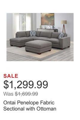 Costco Ontai penelope fabric sectional with ottoman offer