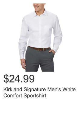 Costco Kirkland signature men's white comfort sportshirt offer