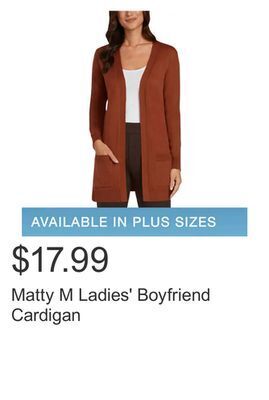 Costco Matty m ladies' boyfriend cardigan offer
