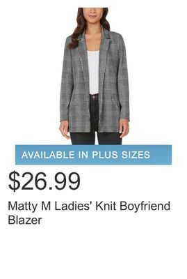 Costco Matty m ladies' knit boyfriend blazer offer