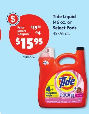 Family Dollar Tide liquid 146 oz. or select pods 45-76 ct. offer
