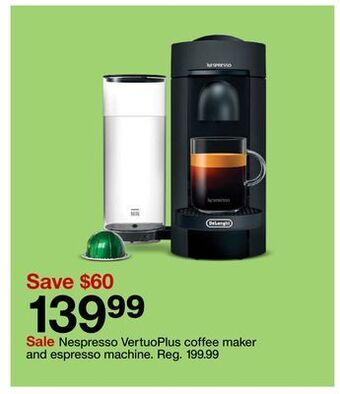 Target Nespresso vertuoplus coffee maker and espresso machine offer