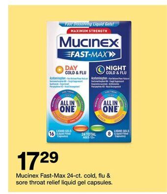 Target Mucinex fast-max 24-ct. cold, flu & sore throat relief liquid gel capsules. offer