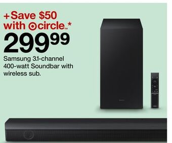 Target Samsung 3.1-channel 400-watt soundbar with wireless sub offer