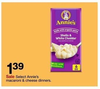 Target Select annie's macaroni & cheese dinners offer