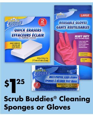 Dollar Tree Scrub buddies® cleaning sponges or gloves offer