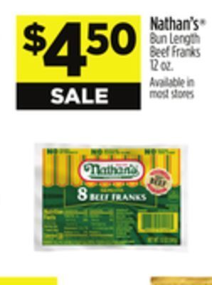 Dollar General Nathan's® bun length beef franks offer