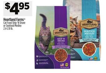 Dollar General Heartland farms® cat food ship 'n shore or seafood medley offer