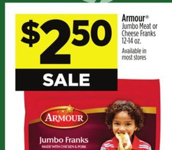 Dollar General Armour® jumbo meat or cheese franks offer