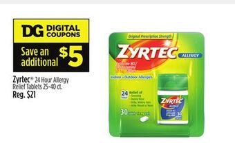 Dollar General Zyrtec® 24 hour allergy relief tablets offer