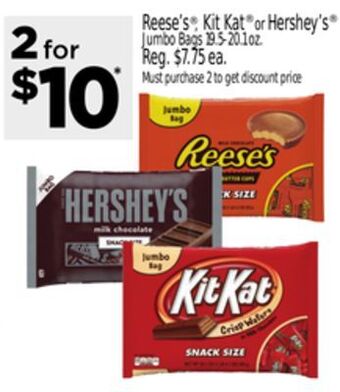 Dollar General Reese's®, kit kat® or hershey's® jumbo bags offer