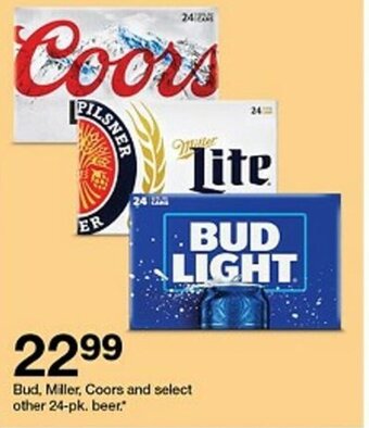 Target Bud, Miller, Coors and select other 24-pk.beer." offer