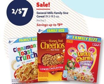 Family Dollar General mills family size cereal offer