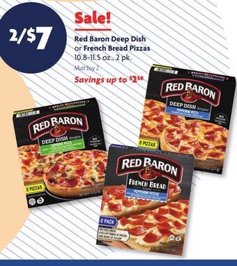 Family Dollar Red baron deep dish or french bread pizzas offer