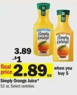 Meijer Simply Orange Juice 52 oz offer