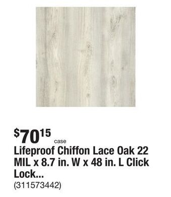 The Home Depot Lifeproof chiffon lace oak 22 mil x 8.7 in. w x 48 in. l click lock waterproof luxury vinyl plank flooring (20.1 sqft/case) offer