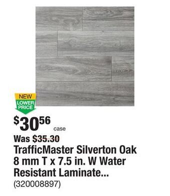The Home Depot Trafficmaster silverton oak 8 mm t x 7.5 in. w water resistant laminate wood flooring (23.7 sqft/case) offer