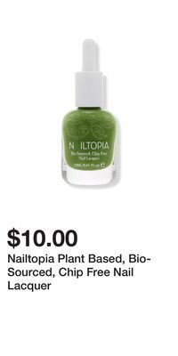 Ulta Beauty Nailtopia plant based, bio-sourced, chip free nail lacquer offer