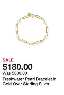 Belk Freshwater pearl bracelet in gold over sterling silver offer