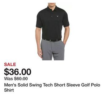 Belk Men's solid swing tech short sleeve golf polo shirt offer
