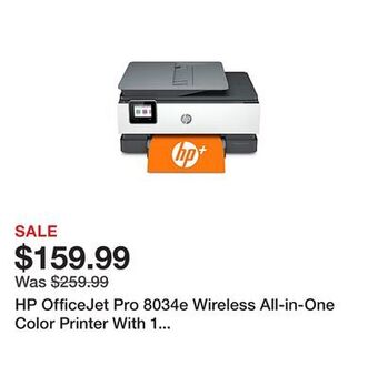 Office Depot Hp officejet pro 8034e wireless all-in-one color printer with 1 full year instant ink with hp+ (1l0j0a) offer