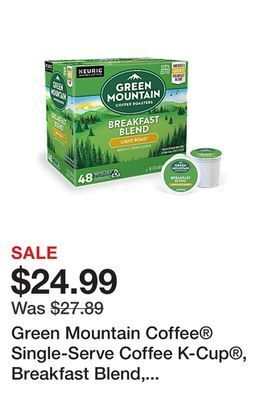 Office Depot Green mountain coffee® single-serve coffee k-cup®, breakfast blend, carton of 48 offer