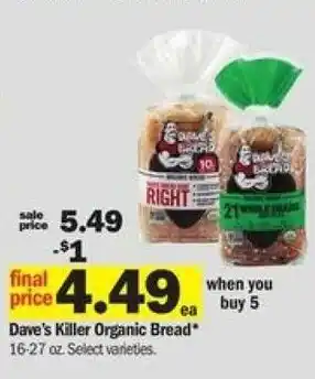 Meijer Dave's Killer Organic Bread 16-27 oz offer