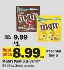 Meijer M&M's Party Size Candy 34-38 oz offer