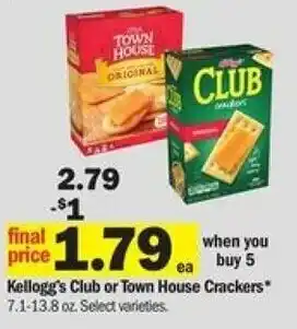 Meijer Kellog's Club Or Town House Crackers 7.1-13.8 oz offer
