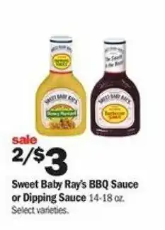 Meijer Sweet Baby Ray's BBQ Sauce Or Dipping Dipping Sauce 14-18 oz offer