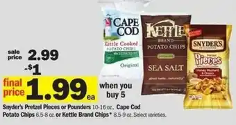 Meijer Snyder's Pretzel Pieces Or Pounders 10-16 oz offer