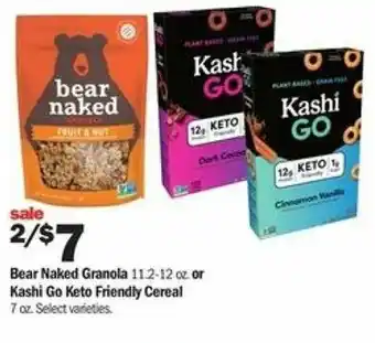 Meijer Bear Naked Granola Or Kashi Go Keto Friendly Cereal 7 oz offer