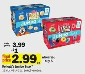 Meijer Kellogg's Jumbo Snax 42-45 oz offer