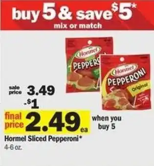 Meijer Hormel Sliced Pepperoni 4-6 oz offer