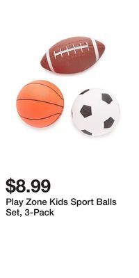 Big Lots Play zone kids sport balls set, 3-pack offer