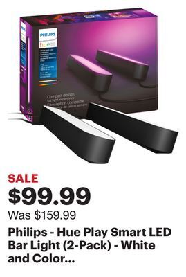 Best Buy Philips - hue play smart led bar light (2-pack) - white and color ambiance offer
