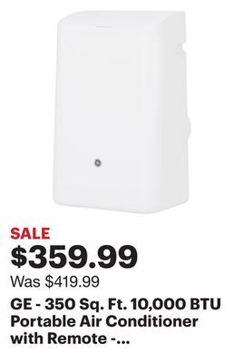 Best Buy Ge - 350 sq. ft. 10,000 btu portable air conditioner with remote - white offer