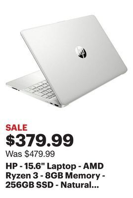 Best Buy Hp - 15.6 laptop - amd ryzen 3 - 8gb memory - 256gb ssd - natural silver offer