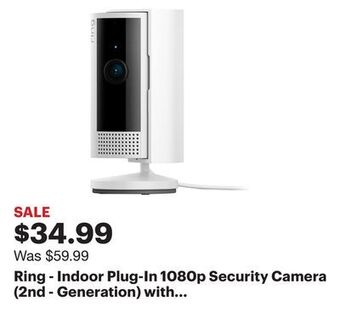 Best Buy Ring - indoor plug-in 1080p security camera (2nd - generation) with privacy cover - white offer