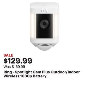 Best Buy Ring - spotlight cam plus outdoor/indoor wireless 1080p battery surveillance camera - white offer
