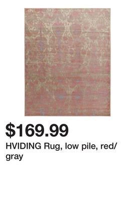 Ikea Hviding rug, low pile, red/gray offer