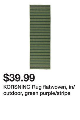 Ikea Korsning rug flatwoven, in/outdoor, green purple/stripe offer