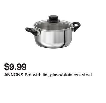 Ikea Annons pot with lid, glass/stainless steel offer