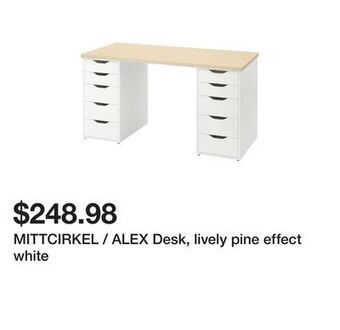 Ikea Mittcirkel / alex desk, lively pine effect white offer