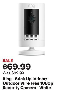 Best Buy Ring - stick up indoor/outdoor wire free 1080p security camera - white offer