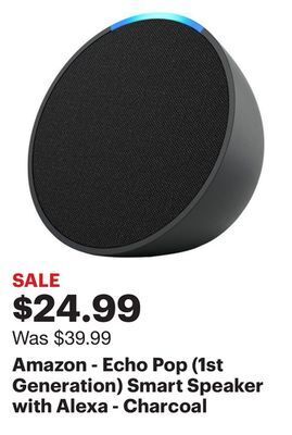 Best Buy Amazon - echo pop (1st generation) smart speaker with alexa - charcoal offer