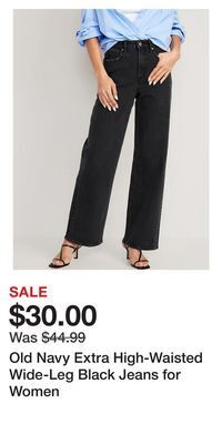 Old Navy Old navy extra high-waisted wide-leg black jeans for women offer