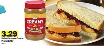 Meijer Meijer Creamy Or Crunchy Peanut Butter 40 oz offer