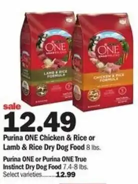 Meijer Purina One Chicken & Rice Or Lamb & Rice Dry Dog Food offer