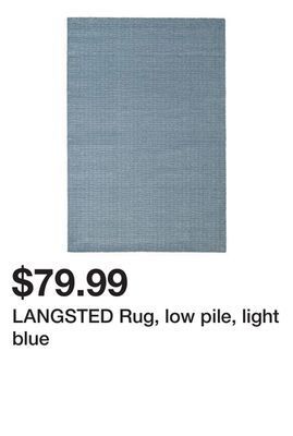 Ikea Langsted rug, low pile, light blue offer